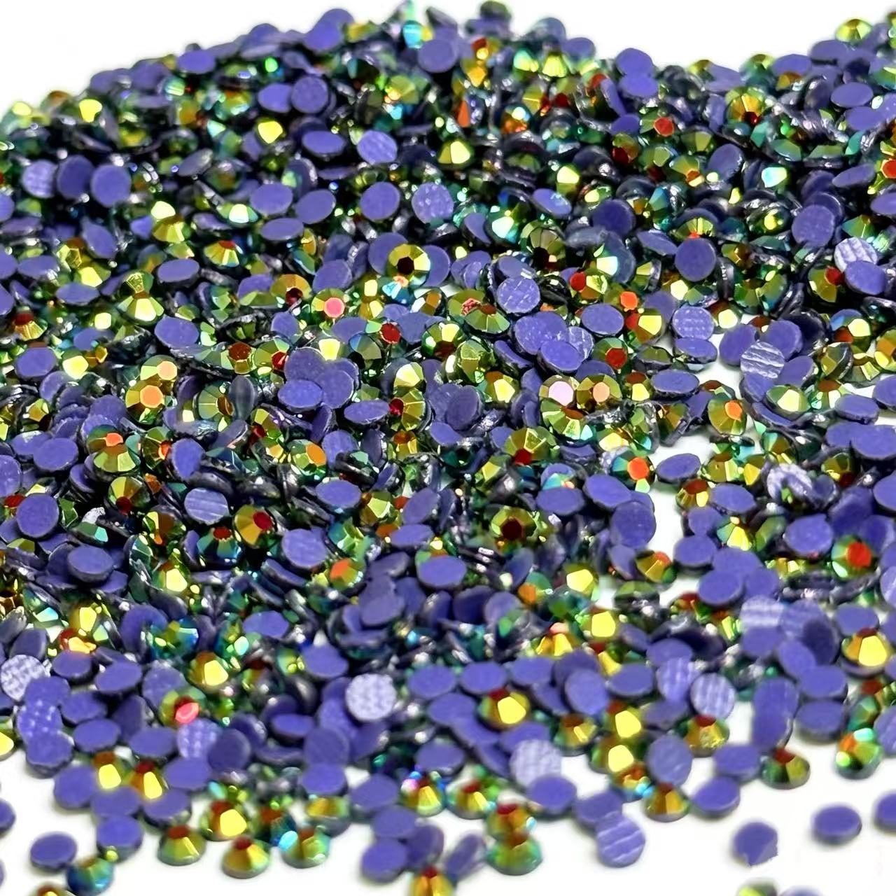 Green Gold AB SS6 Hot Fix Rhinestones | Glass Crystal Heat Transfer Stones for Garment Decoration